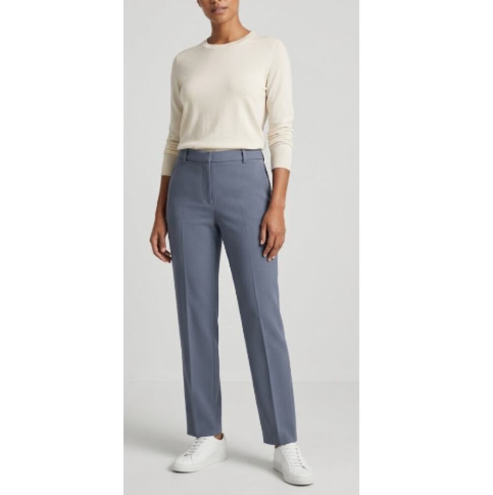 New Theory Women's Blue Gray Treeca 4 Regent Crepe Ankle Pants Size 10